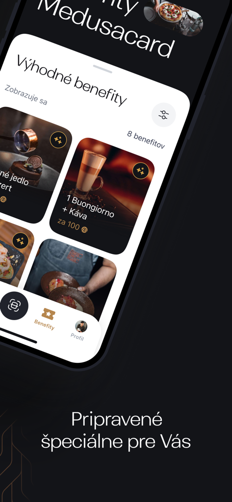 Medusacard - Medusacard mobile app screen showing restaurant rewards and point redemption options