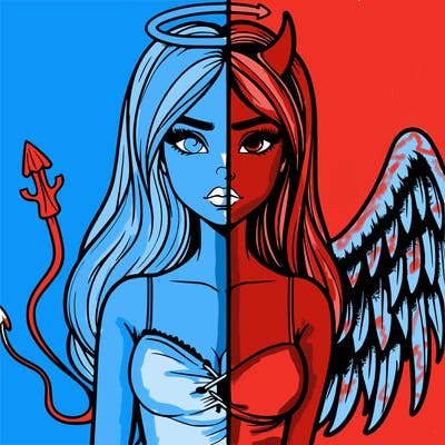 devil vs angel realistic girl