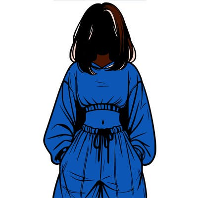 realistic girl faceless with baggy pants and a crop top