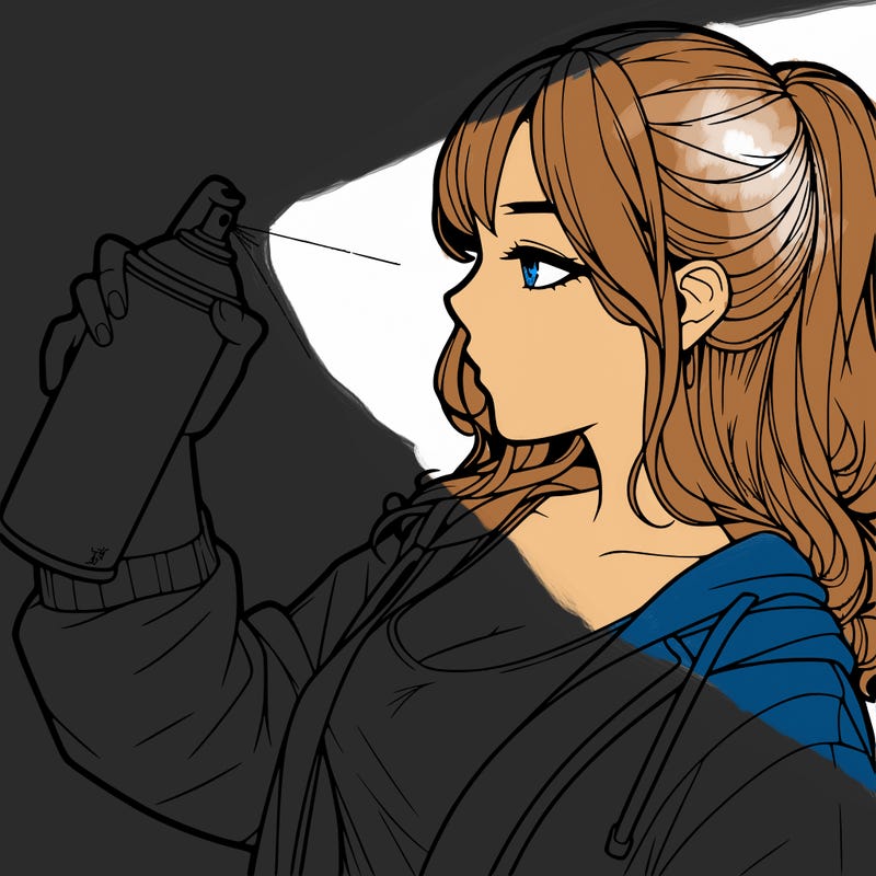 a realistic girl spray, painting