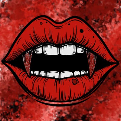 lips with vampire teeth