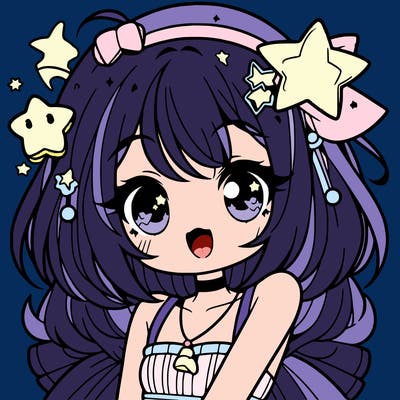cute anime girl with star accessories