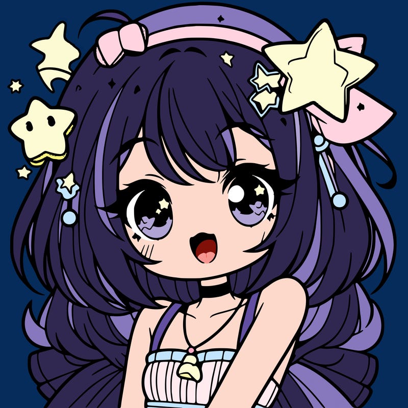 cute anime girl with star accessories