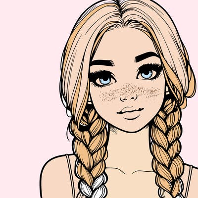 realistic girl with braids
