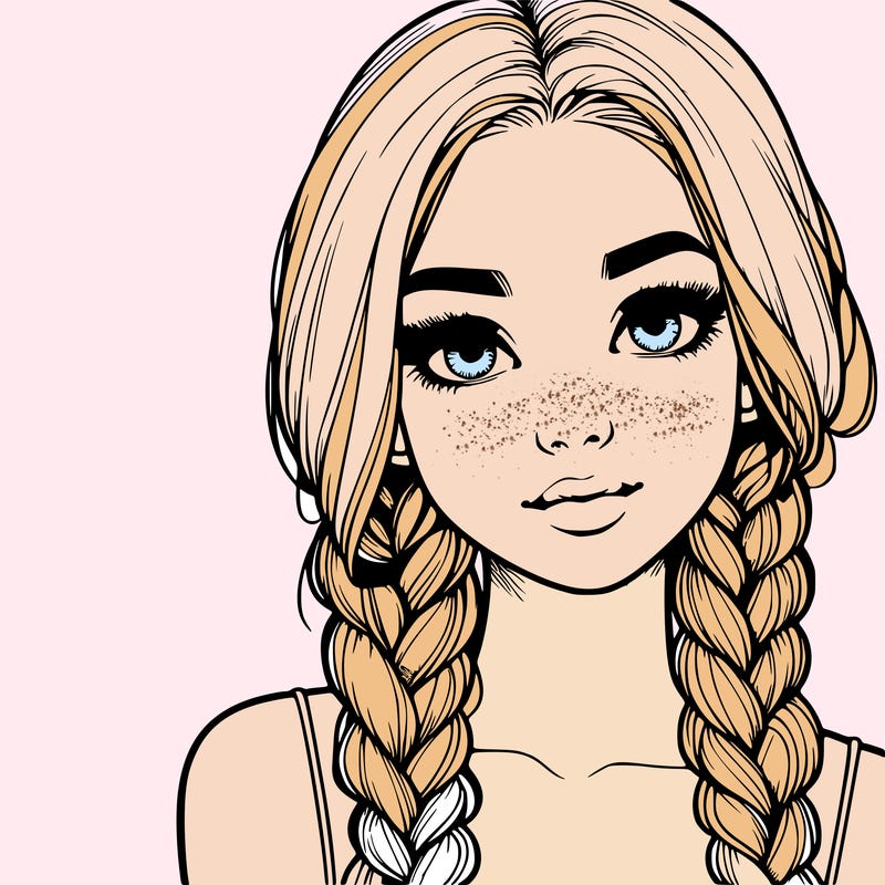 realistic girl with braids