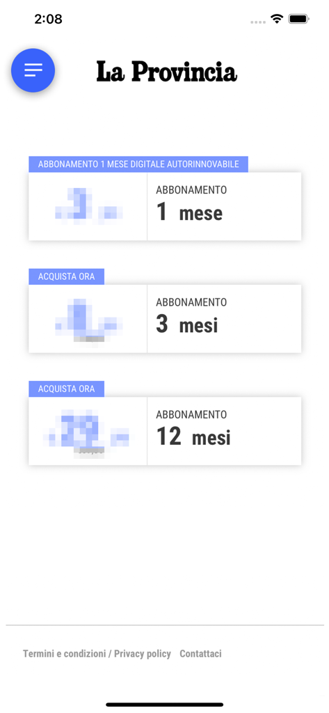 La Provincia di Como - Opzioni di abbonamento per l'app di notizie La Provincia di Como