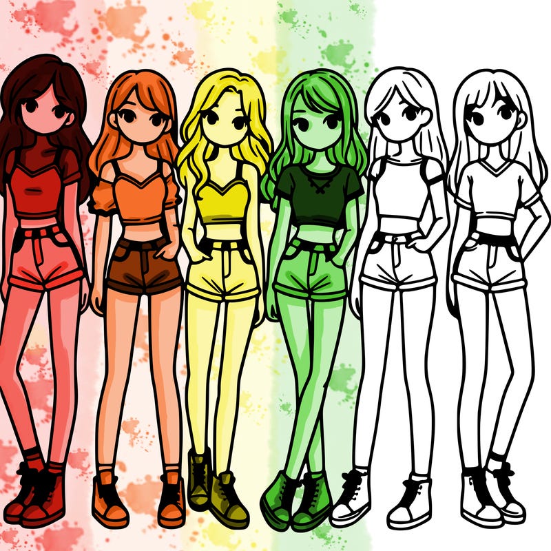 a group of girls wearing crop tops and shorts