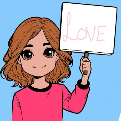 realistic girl holding up a sign