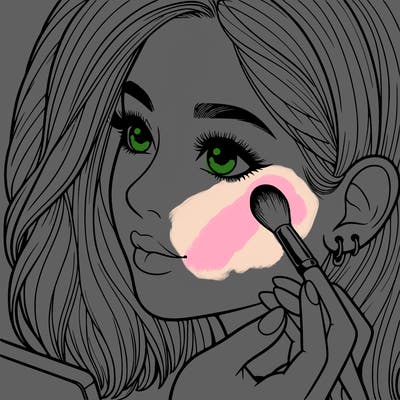 a realistic girl doing her makeup