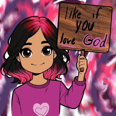 realistic girl holding up a sign