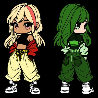 girl in crop top and baggy pants