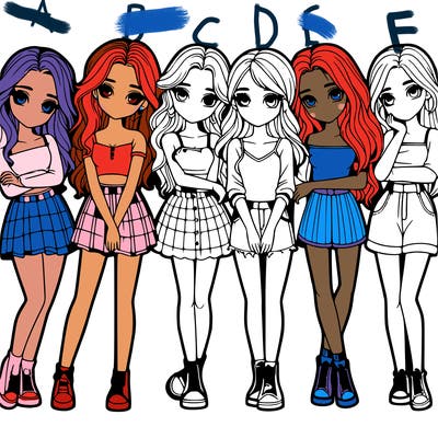 a group of girls realistic