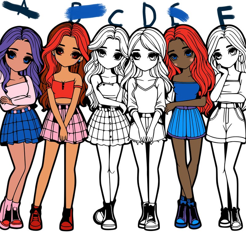 a group of girls realistic