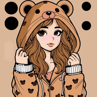 realistic girl in a animal pjs hoodie