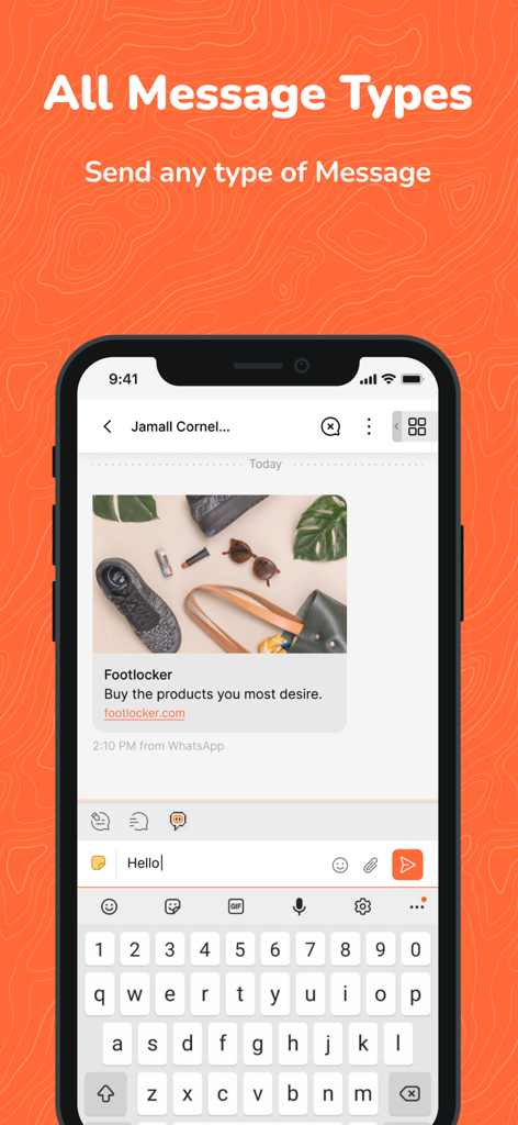 ZOKO Dashboard - Zoko Dashboard mobile app interface showing a WhatsApp chat with a rich media product link