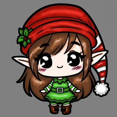 chibi christmas elf girl