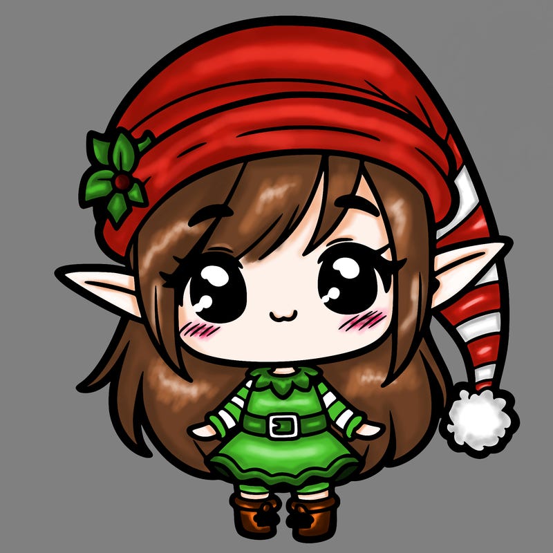 chibi christmas elf girl