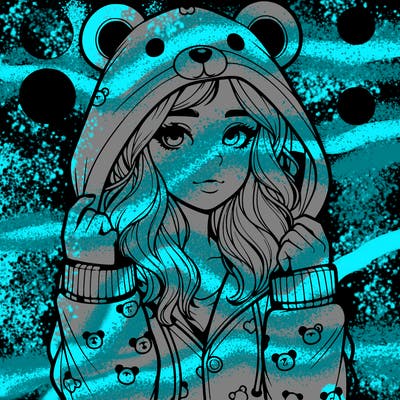 realistic girl in a animal pjs hoodie