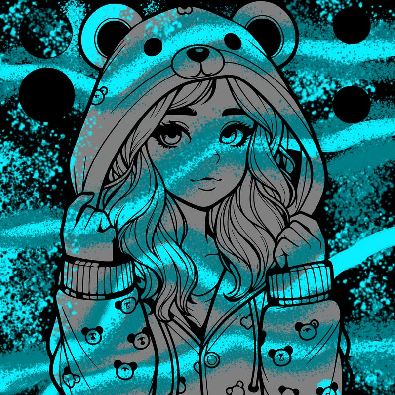 realistic girl in a animal pjs hoodie