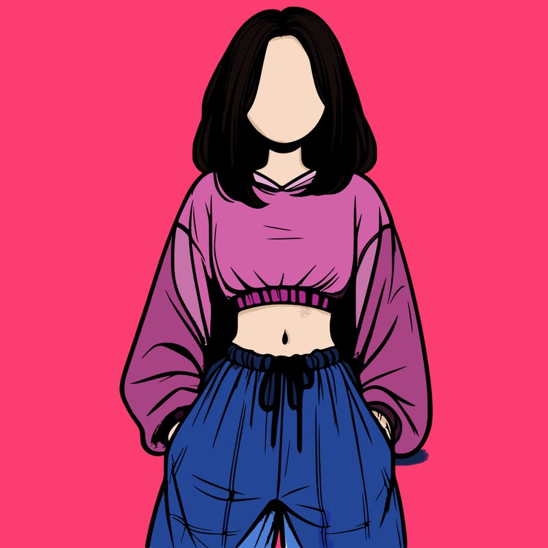 realistic girl faceless with baggy pants and a crop top