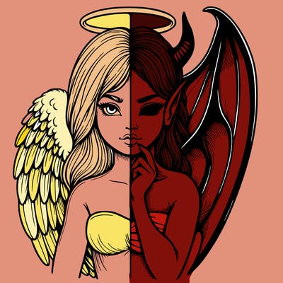 realistic angel half demon