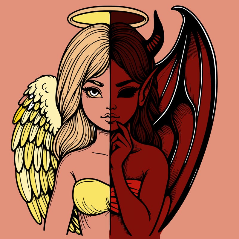 realistic angel half demon