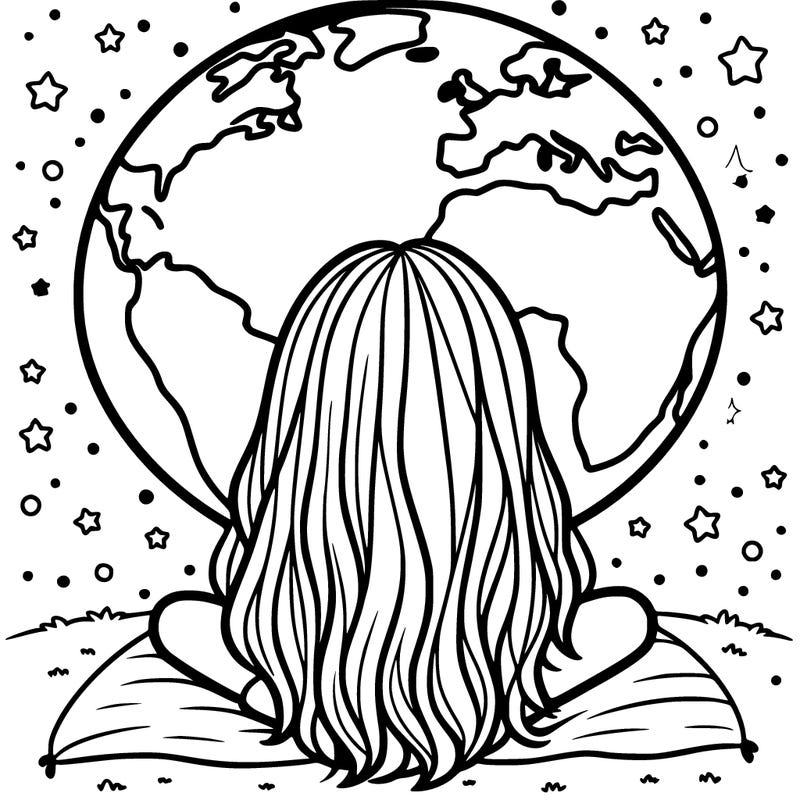 a girl sitting on earth her hair is down the screen