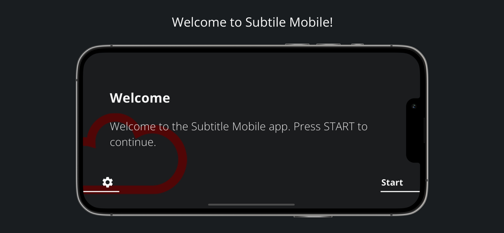 Subtitle Mobile - Welcome screen of the Subtitle Mobile app on a smartphone in landscape mode