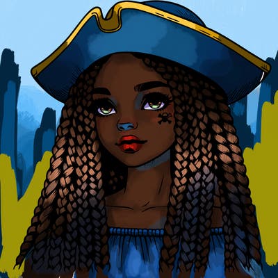realistic girl with box braids and i realistic pirate hat