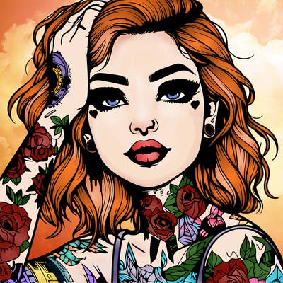 realistic girl with tattoos all over