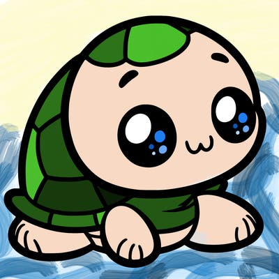 cute little animated turtle