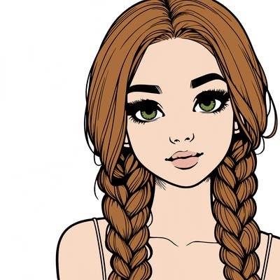 realistic girl with braids