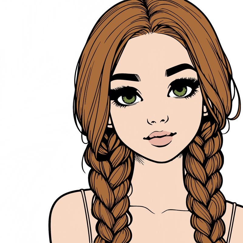 realistic girl with braids