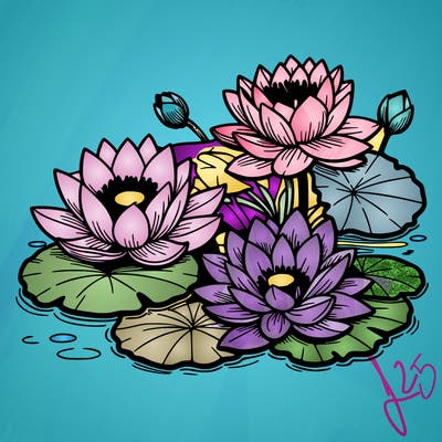 lotus flowers with leaf in a pond in japan