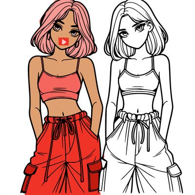 two girls with crop top with baggy pants