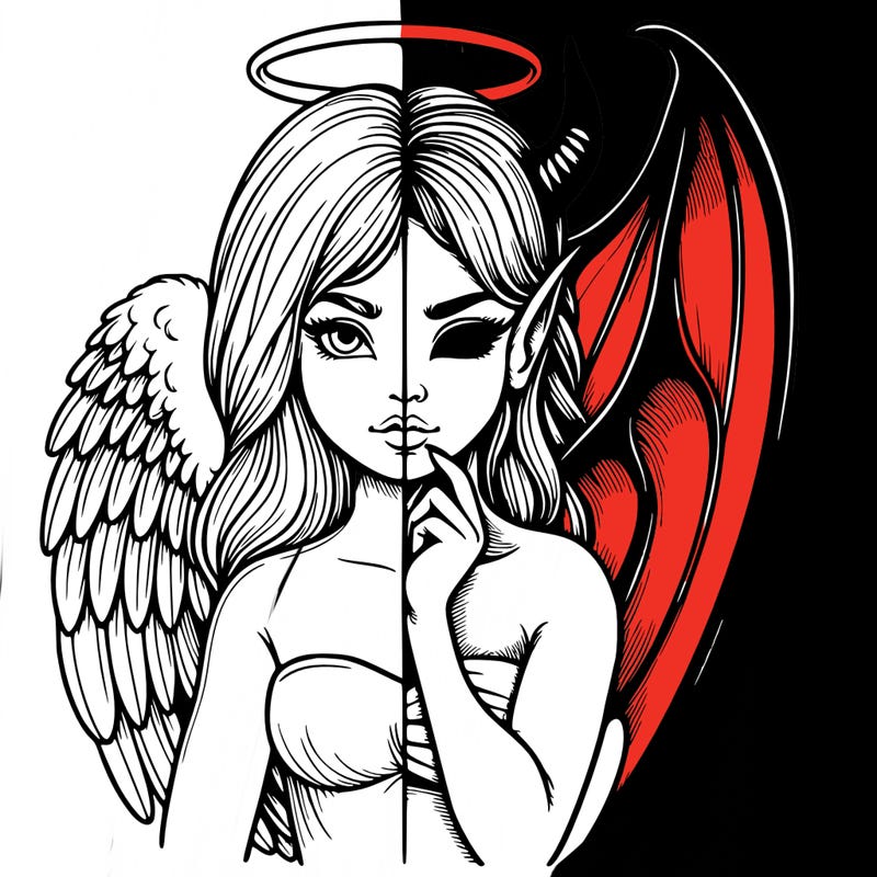 realistic angel half demon