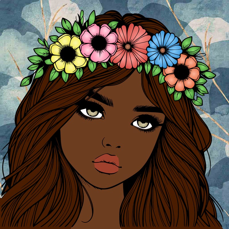 realistic girl with flowers crown