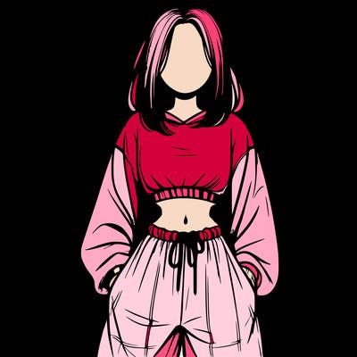 realistic girl faceless with baggy pants and a crop top