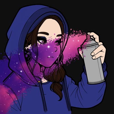 a realistic girl, spray painting