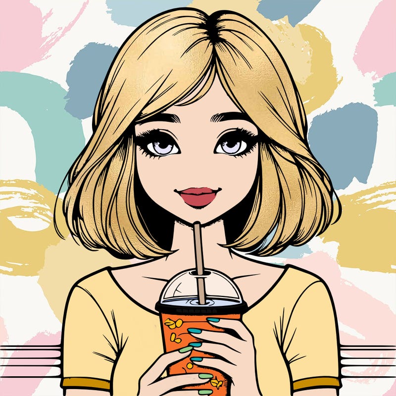 realistic girl with a drink