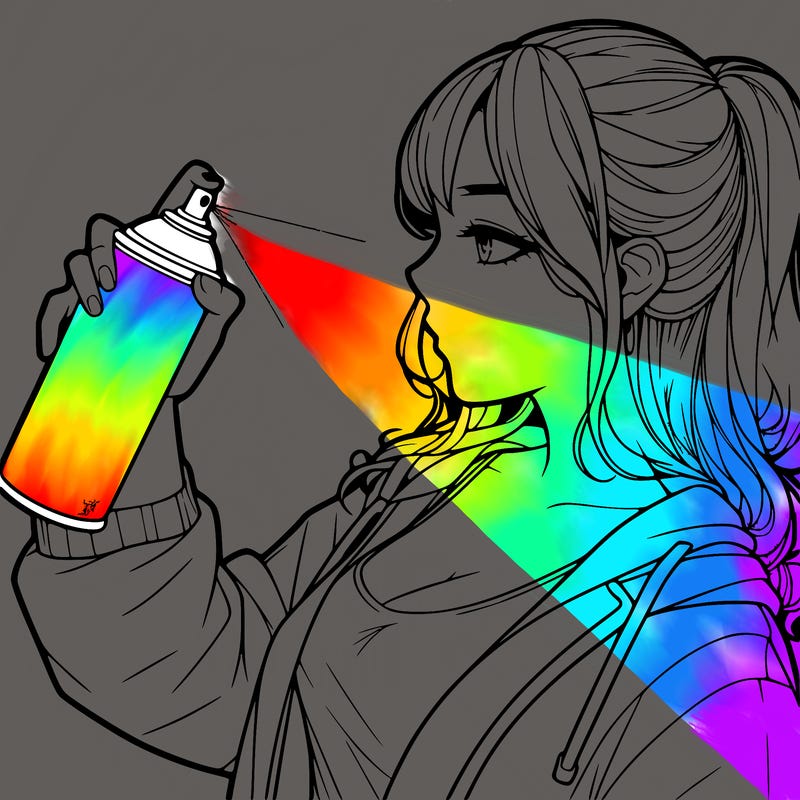 a realistic girl spray, painting
