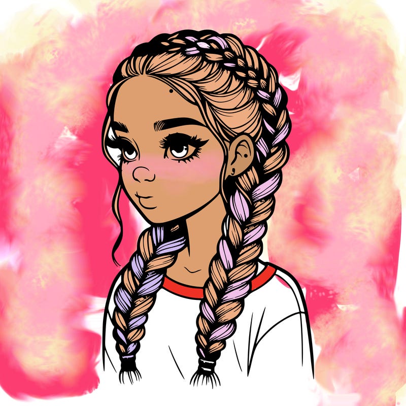 realistic girl with braids