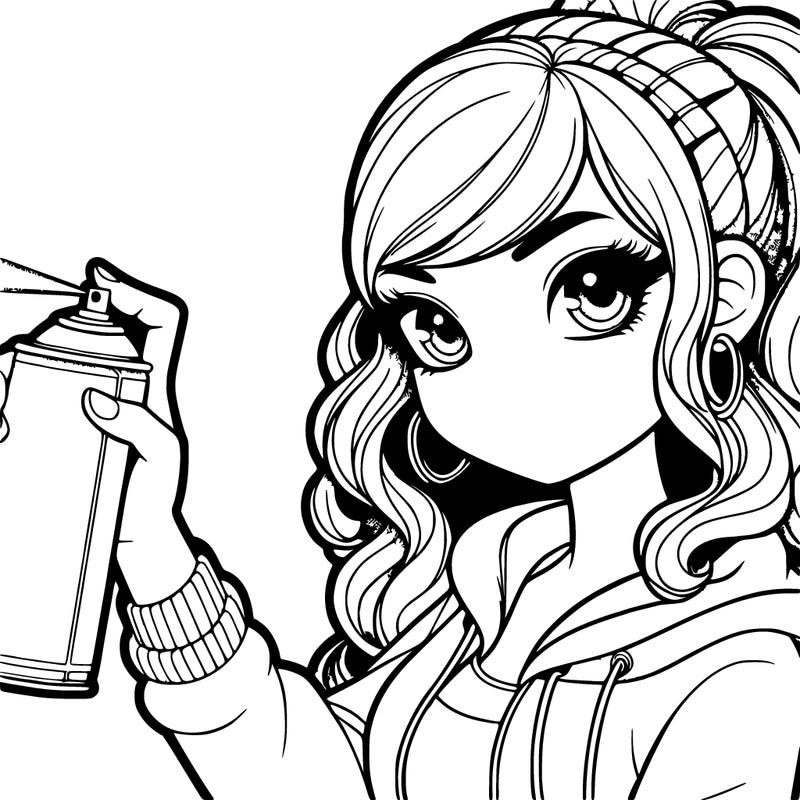 realistic girl spray painting