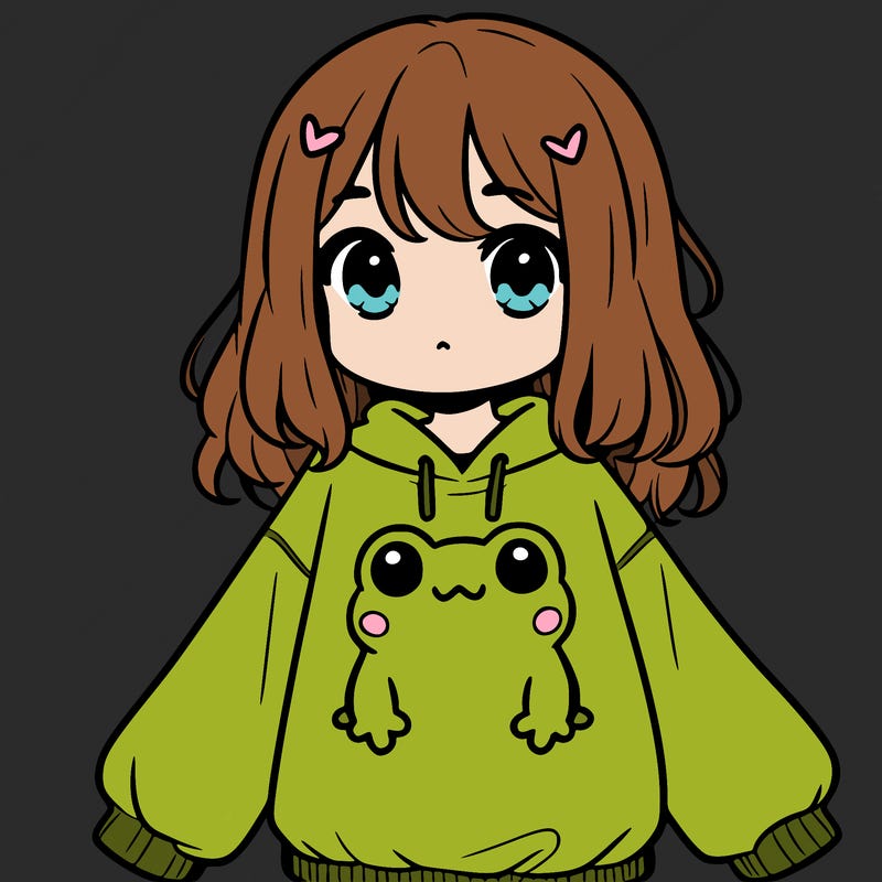 girl wearing frogging sweatshirt