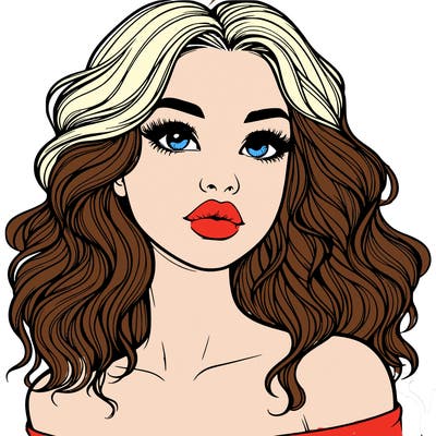 realistic girl with wavy hair and lips
