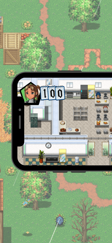 Gameplay estilo pixel art desde arriba del Didactic Jesus Game mostrando una escena interior con personajes y objetos