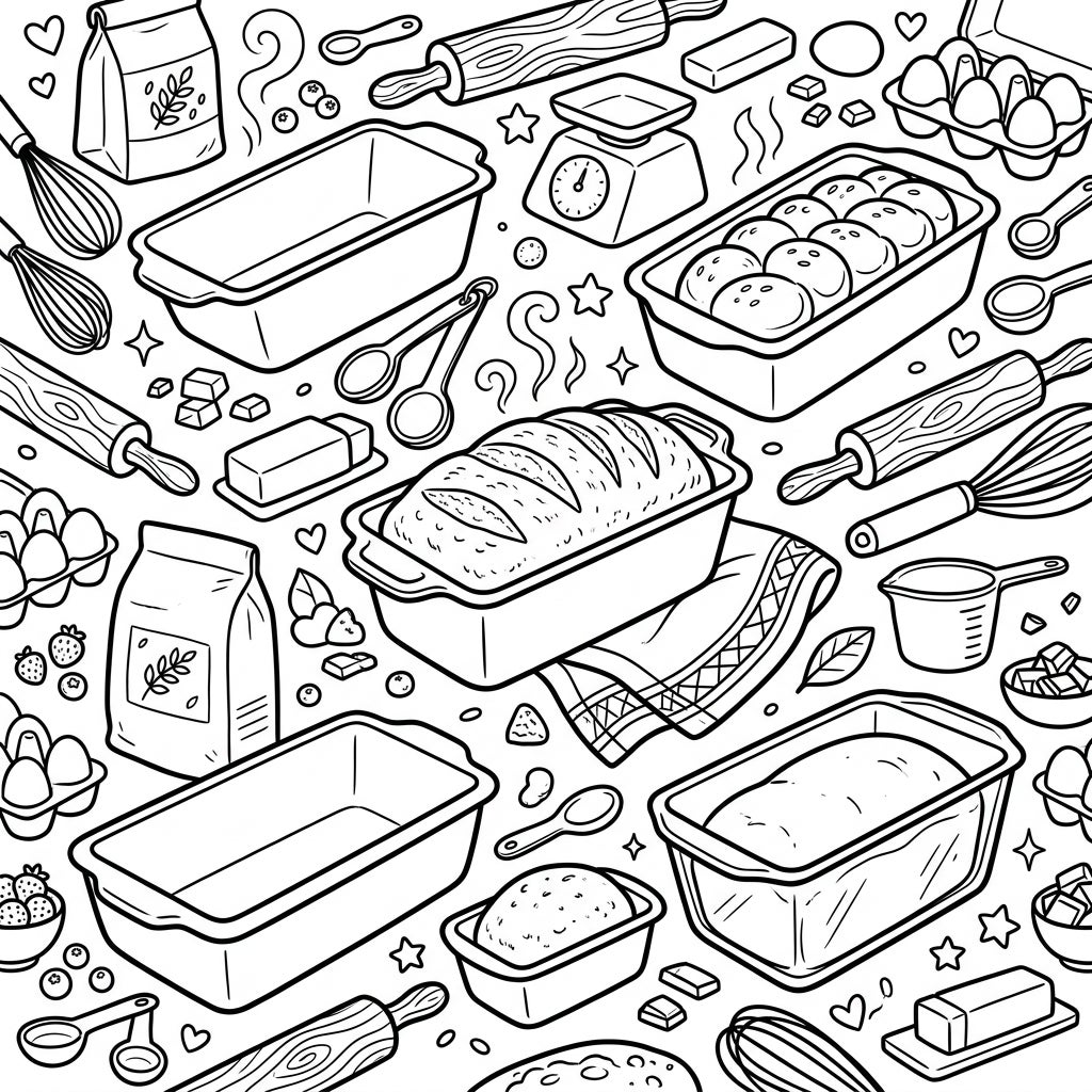 2 Loaf Pans & Bread Pans Coloring Pages - Free Printable — Color Pop