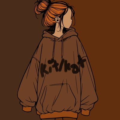 realistic girl with a oversized sweatshirt on and a bun