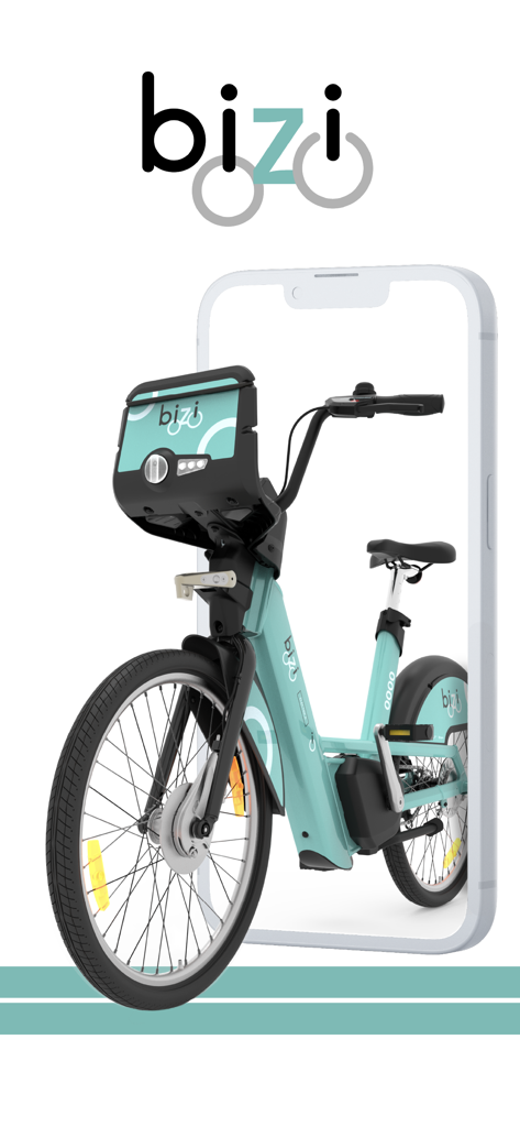 BiZi Zaragoza - Bicicleta eléctrica de BiZi Zaragoza en color verde azulado mostrada con el marco de un smartphone