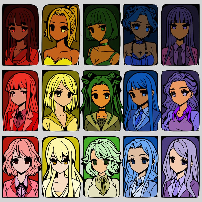 girls that look diffrent anime